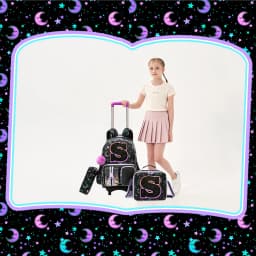Backpack with Wheels for Girls Rolling Backpack Cute Carry on Backpack Kids Luggage with Lunch Box Pencil Case for Student