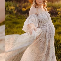 Photoshoot Dress For Women Floral chiffon Two-Piece Long Sleeved&Short Sleeved Short Top Maternity Dresses For Baby Showers