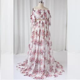 Photoshoot Dress For Women Floral chiffon Two-Piece Long Sleeved&Short Sleeved Short Top Maternity Dresses For Baby Showers