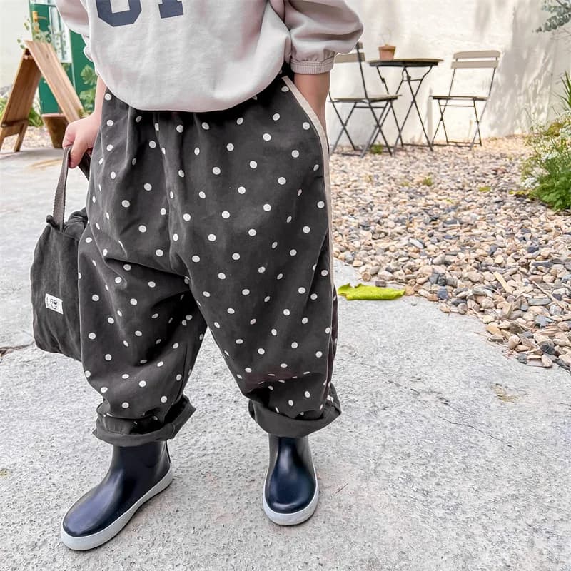 2026 New Fashion Dot Print Girls Harem Pants Loose Children Trousers Autumn Baby Casual Pants Cotton Boys Pants Kids Clothes