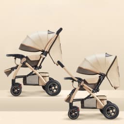 Four-wheel Strollers High Landscape Strollers Baby Car Trolley Pram Baby Carriage Foldable and Washable Multifunctional Stroller