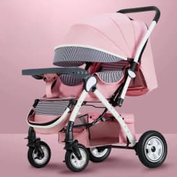 Four-wheel Strollers High Landscape Strollers Baby Car Trolley Pram Baby Carriage Foldable and Washable Multifunctional Stroller