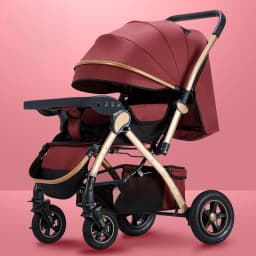 Four-wheel Strollers High Landscape Strollers Baby Car Trolley Pram Baby Carriage Foldable and Washable Multifunctional Stroller