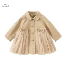 Dave Bella Children Girl's Outerwear 2025 New Autumn Fashion Casual Classy Noble Jacket Coat Tops Mesh Outdoor Party DB3241764