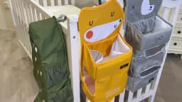 Sunveno Cartoon Baby Crib Hanging Storage Bag, Multi-functional Organizer for Baby Supplies Baby Room Decor