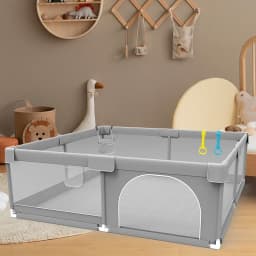 IMBABY Baby Playpen Light Gray Infant Fence 150x180 Baby Playground 180x200 Activities for Baby Large Dry Pool Safety Fence