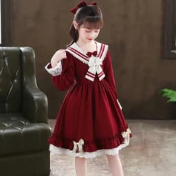 2026 Summer Lolita Child Costume Clothes Girls Casual Midi Dress Children Dresses For Teens Party Princess Sundress 5-14 Years