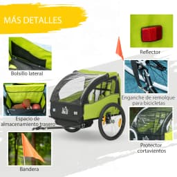 Homcom Bicycle Trailer for Children +18 Months with 2 Seats 140X88X90 cm