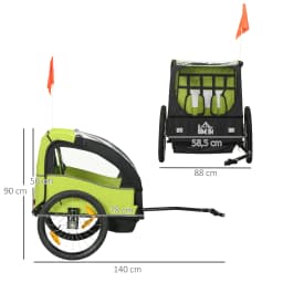 Homcom Bicycle Trailer for Children +18 Months with 2 Seats 140X88X90 cm