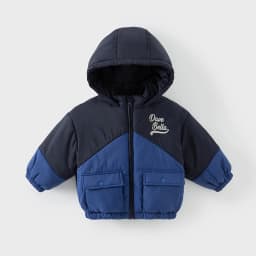 Dave Bella Autumn Winter Children Jacket Boys Warm Thicken Hooded Navy Blue Jackets Coat Kids Clothes Outerwear DB3241970