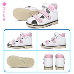 Ortoluckland Children Girl Shoes Princess Orthopedic Pink Sandals For Kids Toddler Flower Leather Footwear With Orthotic Insoles
