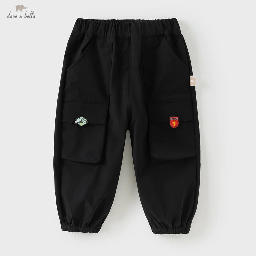 Dave Bella Children's Autumn Spring Cargo Pants Boys Gilrs Elastic Waist Casual Sports Jogger Pants Quick-dry Trousers DB3252905