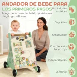 Aiyaplay Wooden Baby Walker Speed Control Xylophone Gears Maze Beads Montessori Activity Center Green