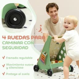 Aiyaplay Wooden Baby Walker Speed Control Xylophone Gears Maze Beads Montessori Activity Center Green