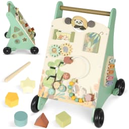 Aiyaplay Wooden Baby Walker Speed Control Xylophone Gears Maze Beads Montessori Activity Center Green