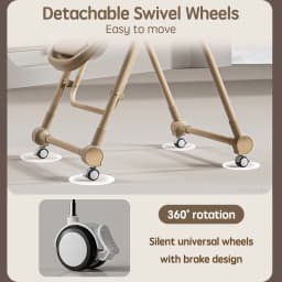 PANGDUBE 2-in-1 Baby High Chair Rocker Convertible Feeding Seat with Wheels Dual Trays Cushion Foldable for 6 Months-3 Years