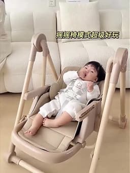PANGDUBE 2-in-1 Baby High Chair Rocker Convertible Feeding Seat with Wheels Dual Trays Cushion Foldable for 6 Months-3 Years