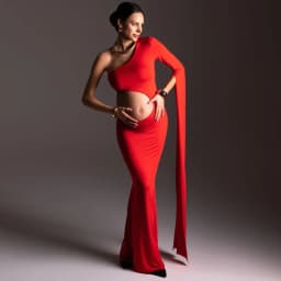 Maternity Dresses For Baby Showers Sexy Hollow Out Design Red Dress One Shoulder Extra Long Sleeves Photography Dress For Women