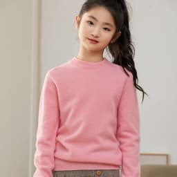 Children's 100% Merino Wool Pullover Sweater Autumn Winter Boys Girls O-neck Soild Basic Long Sleeve Cashmere Sweater Thick Warm