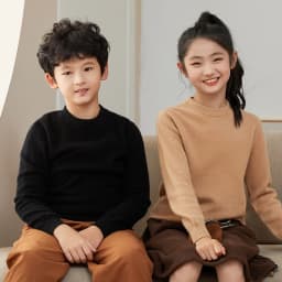 Children's 100% Merino Wool Pullover Sweater Autumn Winter Boys Girls O-neck Soild Basic Long Sleeve Cashmere Sweater Thick Warm