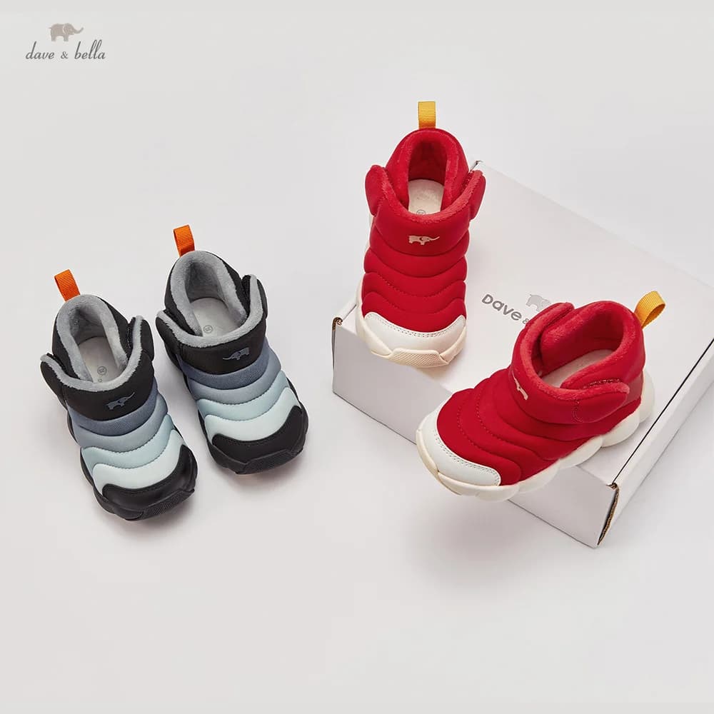 Dave Bella Winter Children's Velvet Sports Shoes Fashion Casual Boys Girls Thicken Anti Slip Caterpillar Shoes Outdoor DB4253935