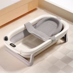 Temperature Sensitive Baby Shower Basin Foldable Portable Baby Bath Tub Reclining Siting Modes Home Use for Lnfants Bath Tub