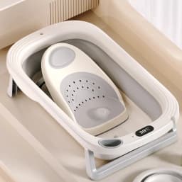 Temperature Sensitive Baby Shower Basin Foldable Portable Baby Bath Tub Reclining Siting Modes Home Use for Lnfants Bath Tub