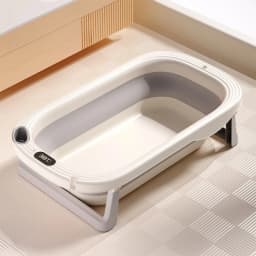 Temperature Sensitive Baby Shower Basin Foldable Portable Baby Bath Tub Reclining Siting Modes Home Use for Lnfants Bath Tub