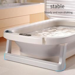 Temperature Sensitive Baby Shower Basin Foldable Portable Baby Bath Tub Reclining Siting Modes Home Use for Lnfants Bath Tub