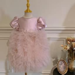 Puffy Ruffled Tulle Kids Princess Gown Birthday Party Wear 80-160cm High Quality Sweet Cute Girls Dresses For Stage Performance