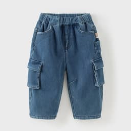 Dave Bella Children's Cargo Jean Pants Winter Autumn Velvet Thicken Boys Cowboy Straight Pants Casual Warm Trousers DB4253806