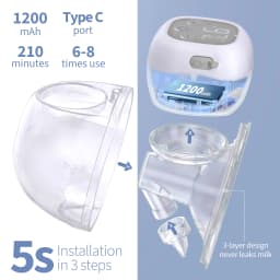 2pcs Electric Breast Pump Handsfree BPA Free 12 Levels & 3 Modes Upgrade Wearable Breastfeeding Pump with 19/24/27mm Flange