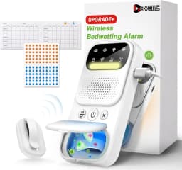 Bedwetting Alarm, for Boys Girls and Older Kids, Wireless Sensor, UV Mode/Night Light, Sound/Vibration Pee Alarm, White