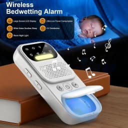 Bedwetting Alarm, for Boys Girls and Older Kids, Wireless Sensor, UV Mode/Night Light, Sound/Vibration Pee Alarm, White