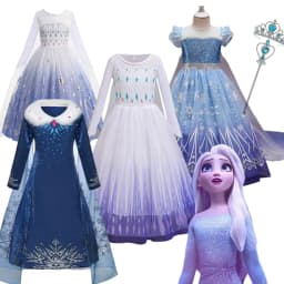 Disney Frozen Snow Queen Elsa Anna Girls Cosplay Mesh Princess Dress Kids Halloween Carnival Party Birthday Frock Ball Vestidos