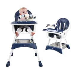 Multifunctional Kids Dining Highchair Height Adjustable Design Removable Tray Safe Sturdy Seat with Footrest & Toy Storage Space