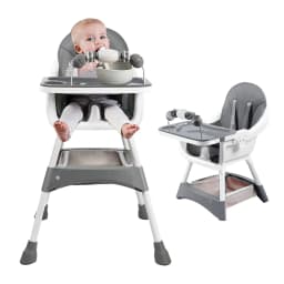 Multifunctional Kids Dining Highchair Height Adjustable Design Removable Tray Safe Sturdy Seat with Footrest & Toy Storage Space
