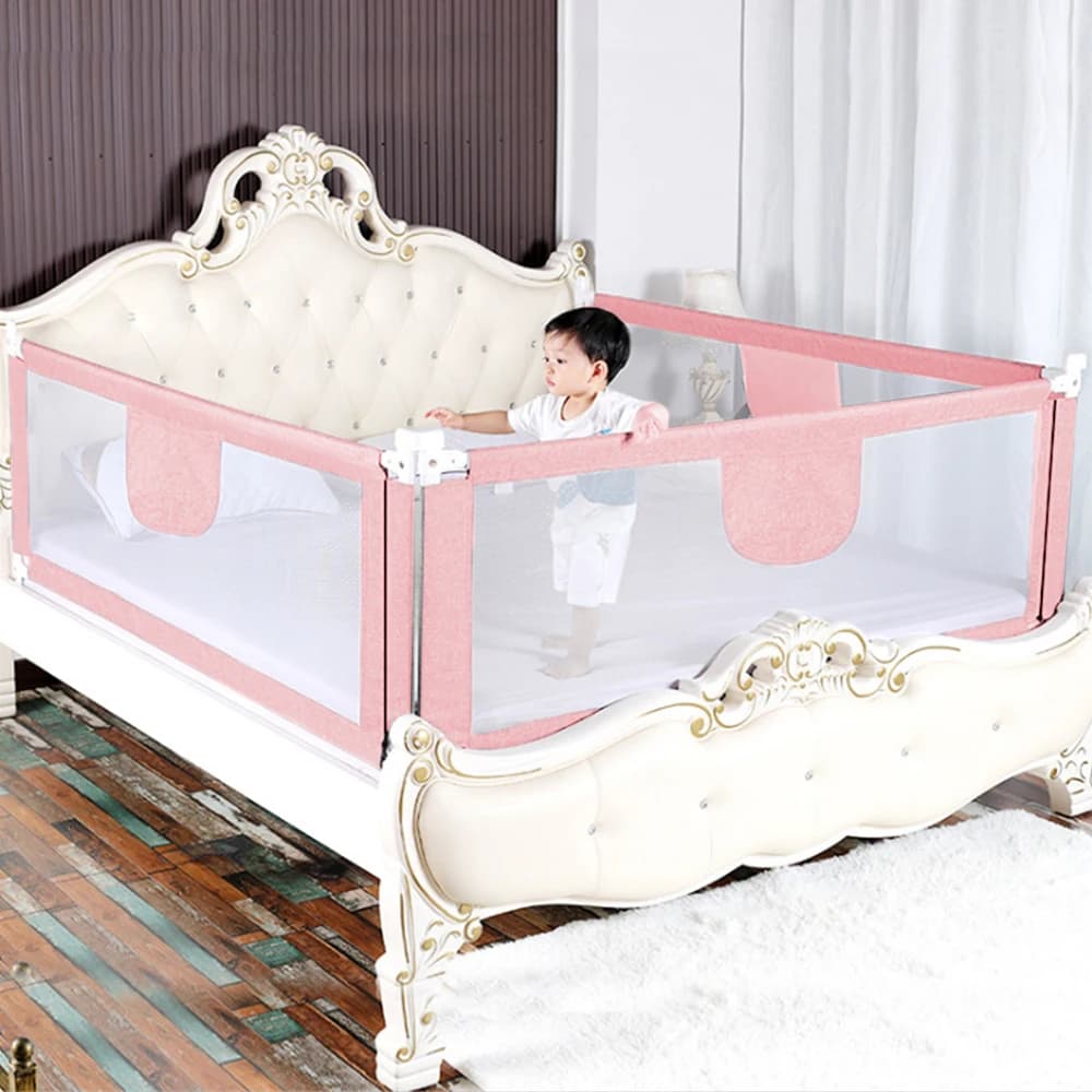 Bed fence for toddlers, Vertical lift bed guard, adjustable height, baby bed grid, 150/200/cm, gray Pink Blue