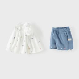 Dave Bella Children Pure Cotton Suits Girls Denim Shorts Set Summer Sweet Shirts Pant Casual Top Trousers Print Cool DB2261886