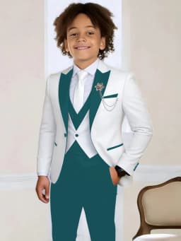 3-Pieces Boys Slim Fit Suits Piano Performance Wear Handsome Kids Suit Set Wedding Ring Bearer Outfit Plus Size Tuxedo 2-20T