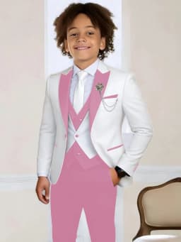 3-Pieces Boys Slim Fit Suits Piano Performance Wear Handsome Kids Suit Set Wedding Ring Bearer Outfit Plus Size Tuxedo 2-20T