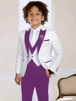 3-Pieces Boys Slim Fit Suits Piano Performance Wear Handsome Kids Suit Set Wedding Ring Bearer Outfit Plus Size Tuxedo 2-20T