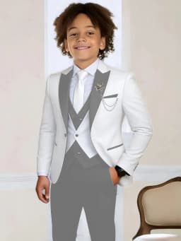 3-Pieces Boys Slim Fit Suits Piano Performance Wear Handsome Kids Suit Set Wedding Ring Bearer Outfit Plus Size Tuxedo 2-20T