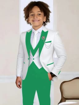 3-Pieces Boys Slim Fit Suits Piano Performance Wear Handsome Kids Suit Set Wedding Ring Bearer Outfit Plus Size Tuxedo 2-20T