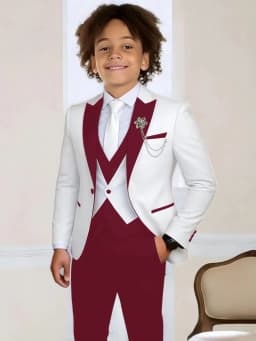3-Pieces Boys Slim Fit Suits Piano Performance Wear Handsome Kids Suit Set Wedding Ring Bearer Outfit Plus Size Tuxedo 2-20T