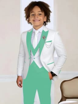 3-Pieces Boys Slim Fit Suits Piano Performance Wear Handsome Kids Suit Set Wedding Ring Bearer Outfit Plus Size Tuxedo 2-20T