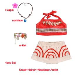 Muababy Moana Style Island Princess Dress for Girls Tropical Birthday Party Costume Kids Toddler Holiday Outfit 2-8Y Vestido