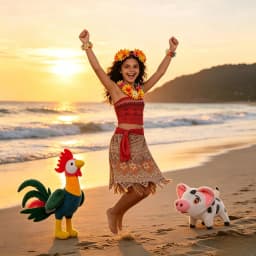 Muababy Moana Style Island Princess Dress for Girls Tropical Birthday Party Costume Kids Toddler Holiday Outfit 2-8Y Vestido