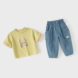 Dave Bella Boys 2PCS Suit Summer T-shirt Jeans Pants Sets Children Short-Sleeved T-shirt Trousers Two-Piece Set Casual DB2261195
