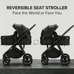 B.Childhood 2 in 1 Baby Pram Spacious Interior, with Large Storage Basket Stroller, Adjustable Handlebar for Family Outings
